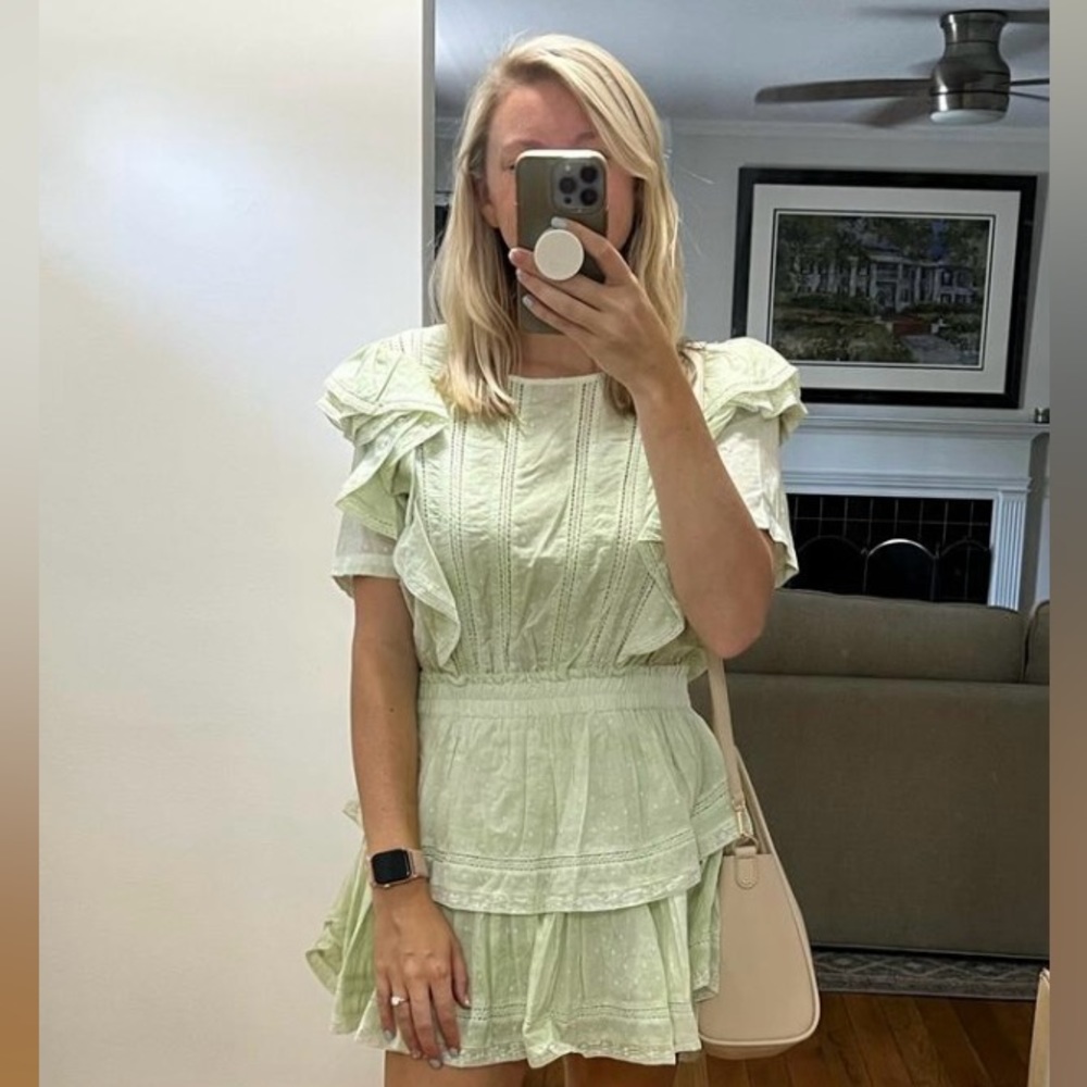 LoveShackFancy green moss Natasha dress